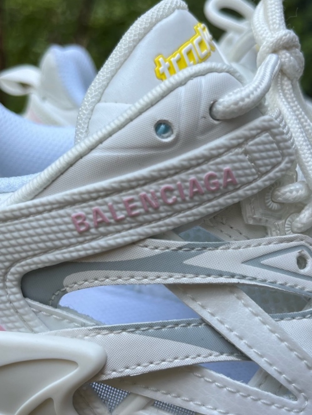 Balenciaga White Sneakers with Pastel Pink, Yellow & Blue Accents - Picture 2 of 4